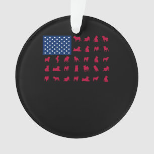 Pitbull mit der amerikanischen Flagge Ornament