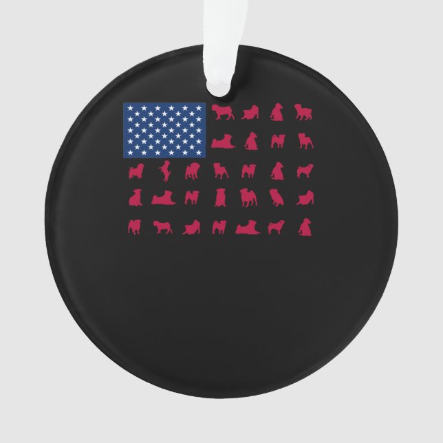 Pitbull mit der amerikanischen Flagge Ornament (Vorderseite)