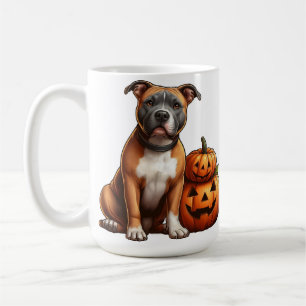 Pitbull mit Halloween-Kürbissen Kaffeetasse