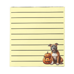 Pitbull mit Halloween-Kürbissen Notizblock