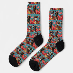 Pitbull mit Herz Rosen Valentinstag Socken