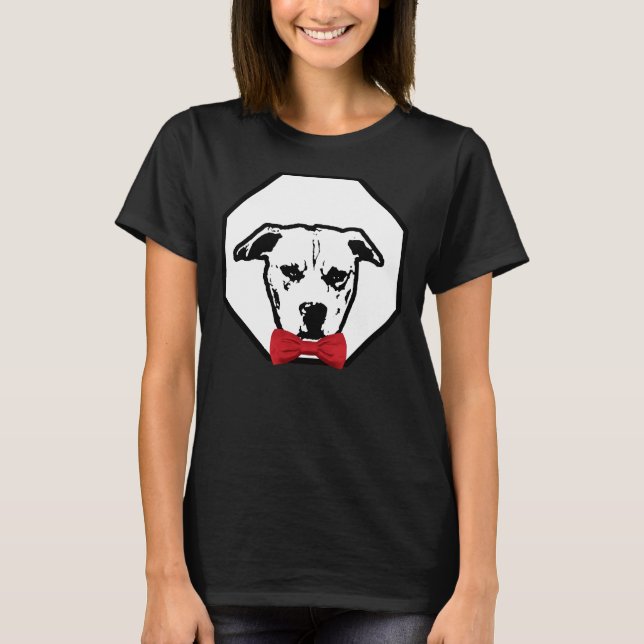 Pitbull mit Red Bowtie Handsome Dog Breed T-Shirt (Vorderseite)