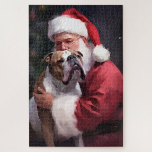 Pitbull mit Weihnachtsmann Festive Weihnachten Puzzle
