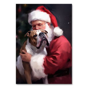 Pitbull mit Weihnachtsmann Festliches Weihnachten Tischnummer