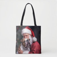 Pitbull mit Weihnachtsmann Weihnachten