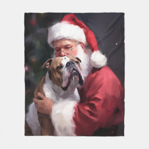Pitbull mit Weihnachtsmann Weihnachten Fleecedecke