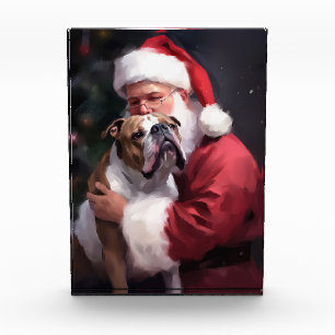 Pitbull mit Weihnachtsmann Weihnachten Fotoblock