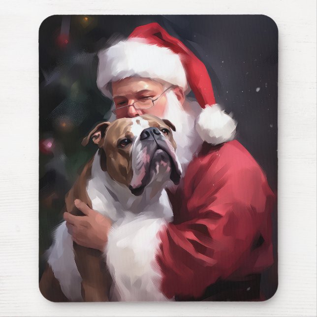 Pitbull mit Weihnachtsmann Weihnachten Mousepad (Vorne)