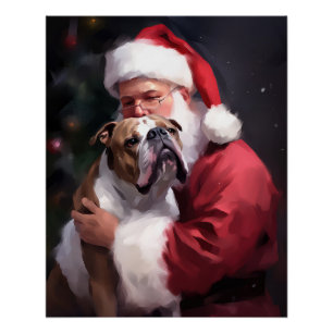 Pitbull mit Weihnachtsmann Weihnachten Poster
