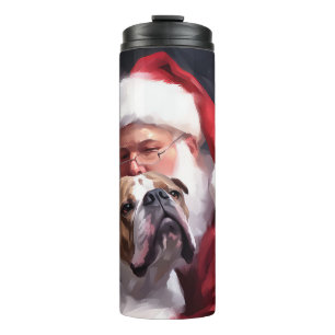 Pitbull mit Weihnachtsmann Weihnachten Thermosbecher