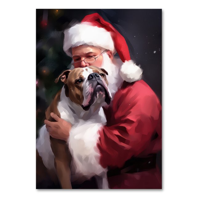 Pitbull mit Weihnachtsmann Weihnachten Tischnummer (Vorderseite)