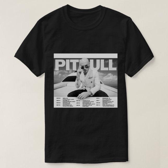 Pitbull Mr. Worldwide Tour 2021 Poster T-Shirt (Design vorne)