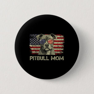 Pitbull-Mutter Hunde Liebhaber Amerikanische Flagg Button