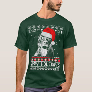 Pitbull Niedlich Happy Holidays Weihnachtshund Lov T-Shirt