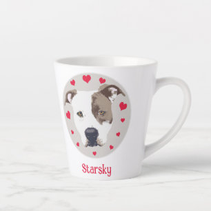 Pitbull Niedlich Red Hearts Pet Liebe Illustration Milchtasse