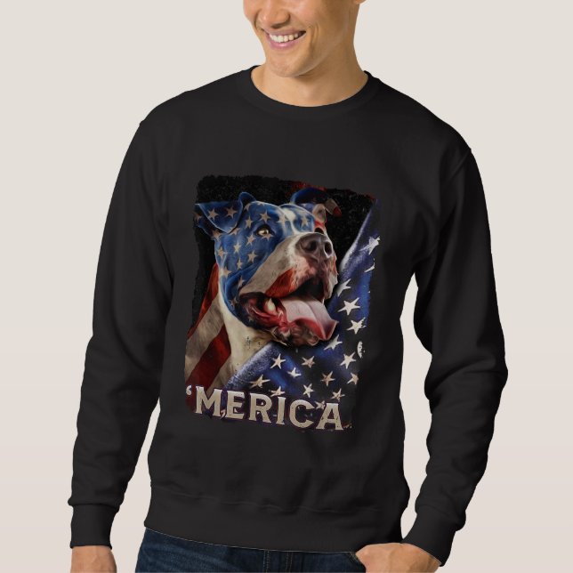 Pitbull Patriotic Dog 4. Juli Pr Sweatshirt (Vorderseite)