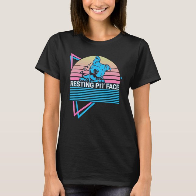 Pitbull Pit Bull Retro Entspanntes Pit Gesicht T-Shirt (Vorderseite)