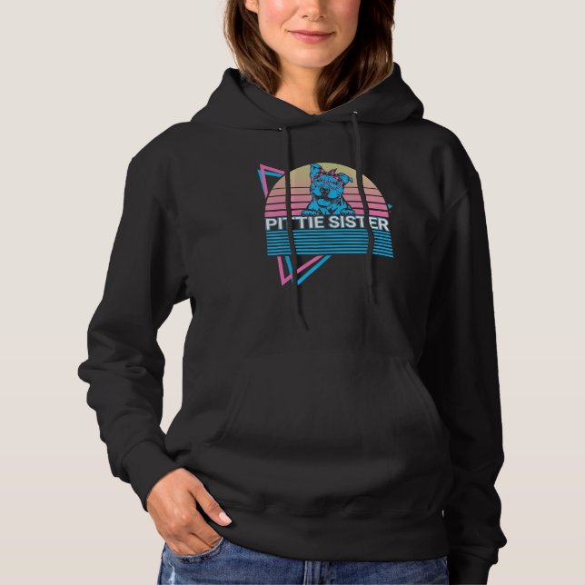 Pitbull Pit Bull Sister Retro Pittie Sister Hoodie (Vorderseite)