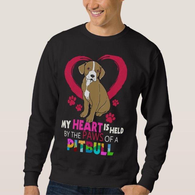 Pitbull Pit Bull Terrier Herz in der Paws Pitbull Sweatshirt (Vorderseite)