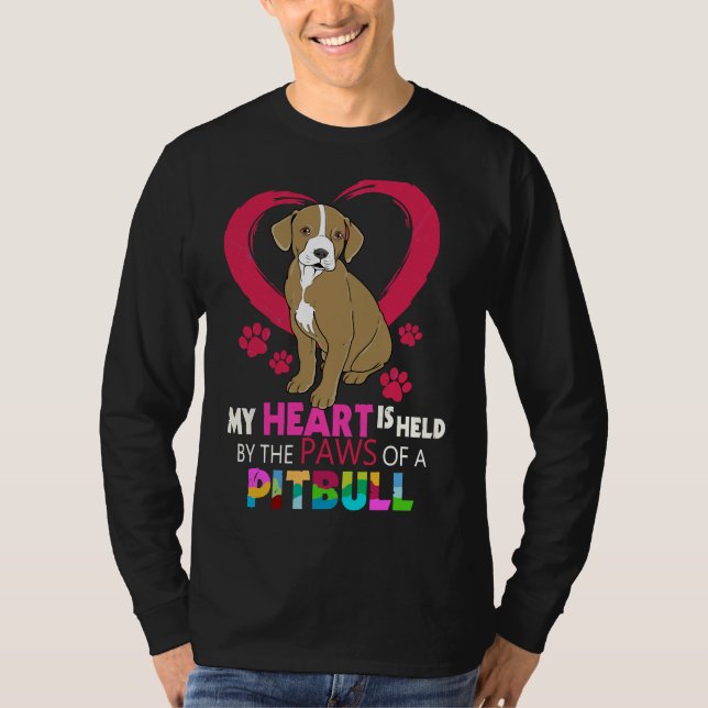 Pitbull Pit Bull Terrier Herz in der Paws Pitbull T-Shirt (Vorderseite)