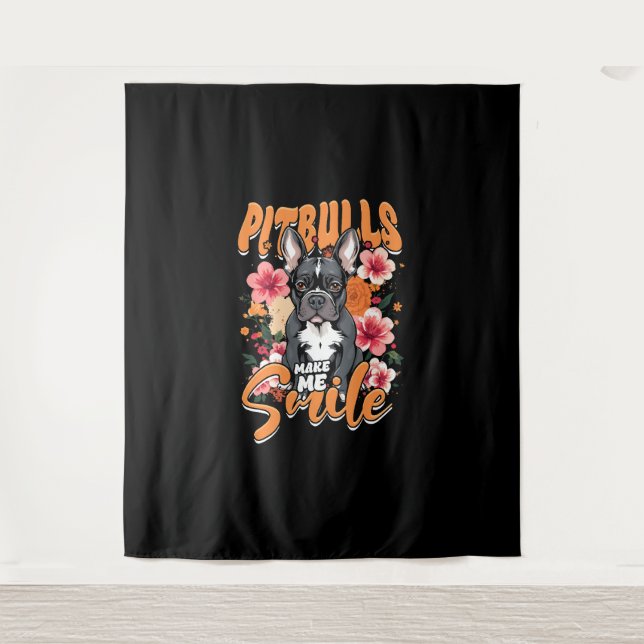 Pitbull Pitbuls Wandteppich (Vorderseite)
