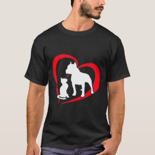 Pitbull Pittie Valentinstag Herzkatze T-Shirt