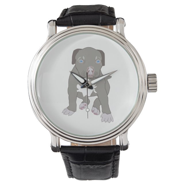 Pitbull Puppy Armbanduhr (Vorderseite)