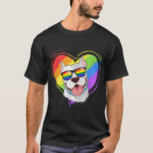 Pitbull Rainbow Herz Gay Pride LGBT Dog Lover Gif T-Shirt