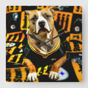 Pitbull Rescue Dog Fanatic Quadratische Wanduhr