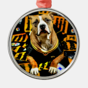 Pitbull Rescue Dog Fanatic Silbernes Ornament
