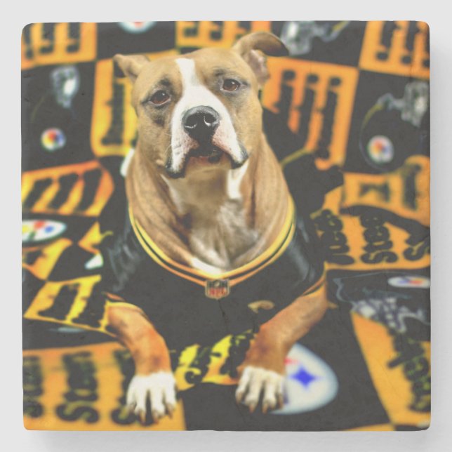 Pitbull Rescue Dog Fanatic Steinuntersetzer (Vorderseite)
