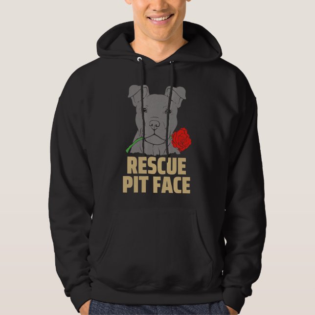 Pitbull Rescue Pit Face Funny Niedlich Hoodie (Vorderseite)