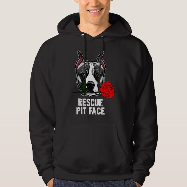 Pitbull Rescue Pit Face Funny Niedlich Pitbull Lov Hoodie (Vorderseite)