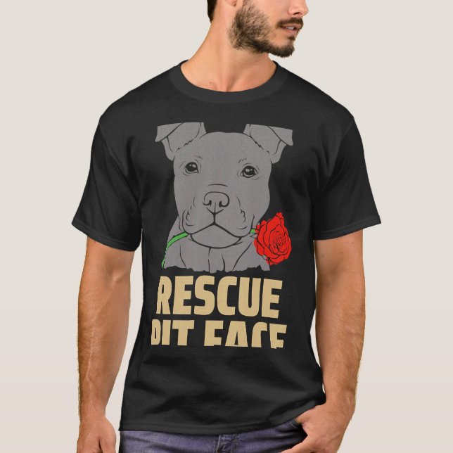 Pitbull Rescue Pit Face Funny Niedlich T-Shirt (Vorderseite)