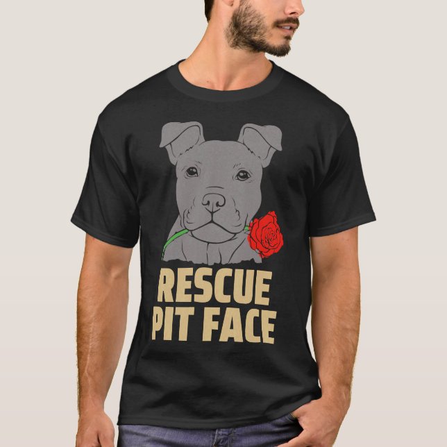 Pitbull Rescue Pit Face Funny Niedlich T-Shirt (Vorderseite)