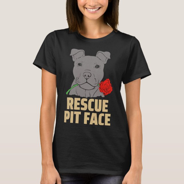 Pitbull Rescue Pit Face Funny Niedlich T-Shirt (Vorderseite)