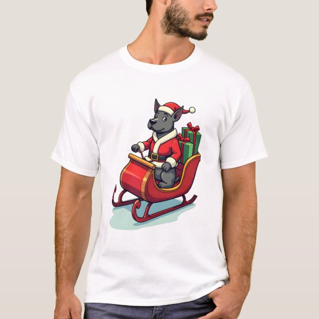 Pitbull Santa Ride T-Shirt (Vorderseite)