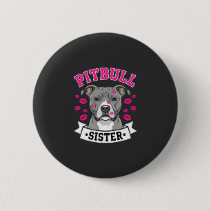 Pitbull-Schwester-Hundefreund-Vektordesign Button
