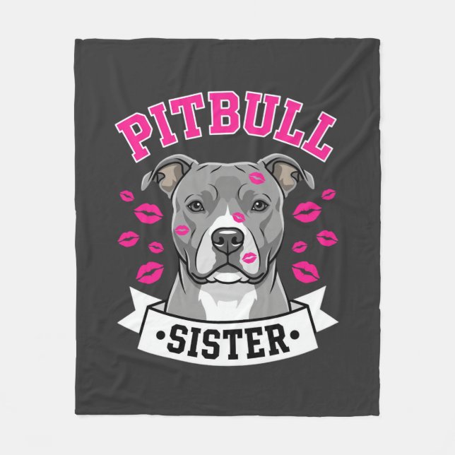 Pitbull-Schwester-Hundefreund-Vektordesign Fleecedecke (Vorderseite)