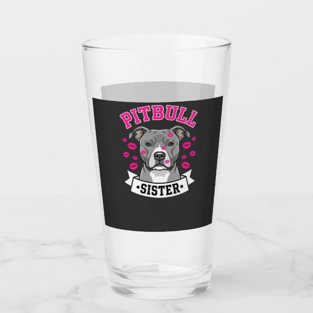 Pitbull-Schwester-Hundefreund-Vektordesign Glas (Vorderseite)