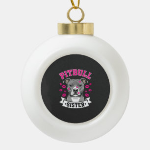 Pitbull-Schwester-Hundefreund-Vektordesign Keramik Kugel-Ornament