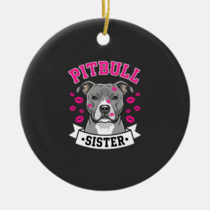Pitbull-Schwester-Hundefreund-Vektordesign Keramik Ornament
