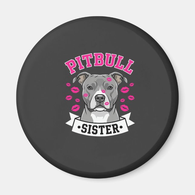 Pitbull-Schwester-Hundefreund-Vektordesign Magnet (Vorne)