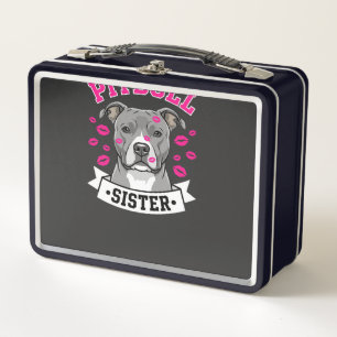 Pitbull-Schwester-Hundefreund-Vektordesign Metall Brotdose