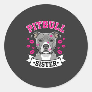 Pitbull-Schwester-Hundefreund-Vektordesign Runder Aufkleber