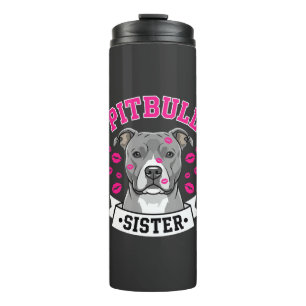 Pitbull-Schwester-Hundefreund-Vektordesign Thermosbecher