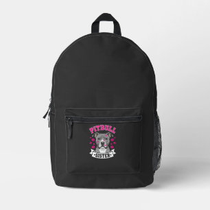Pitbull-Schwester-Hundeliebhaber-Vektordesign Bedruckter Rucksack