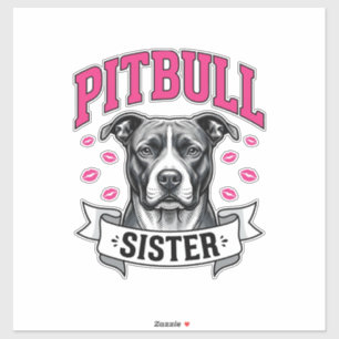 Pitbull-Schwester Vintage-Hundefreund Vektor-Desig Aufkleber