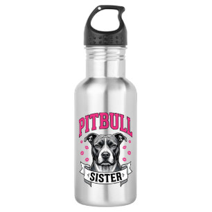 Pitbull-Schwester Vintage-Hundefreund Vektor-Desig Edelstahlflasche