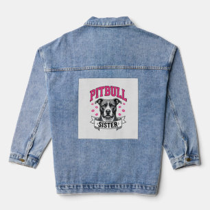 Pitbull-Schwester Vintage-Hundefreund Vektor-Desig Jeansjacke